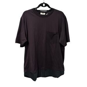 NWT Theory Project Dark Plum Luxe Cotton Jersey Short Sleeve Tee Womens Large